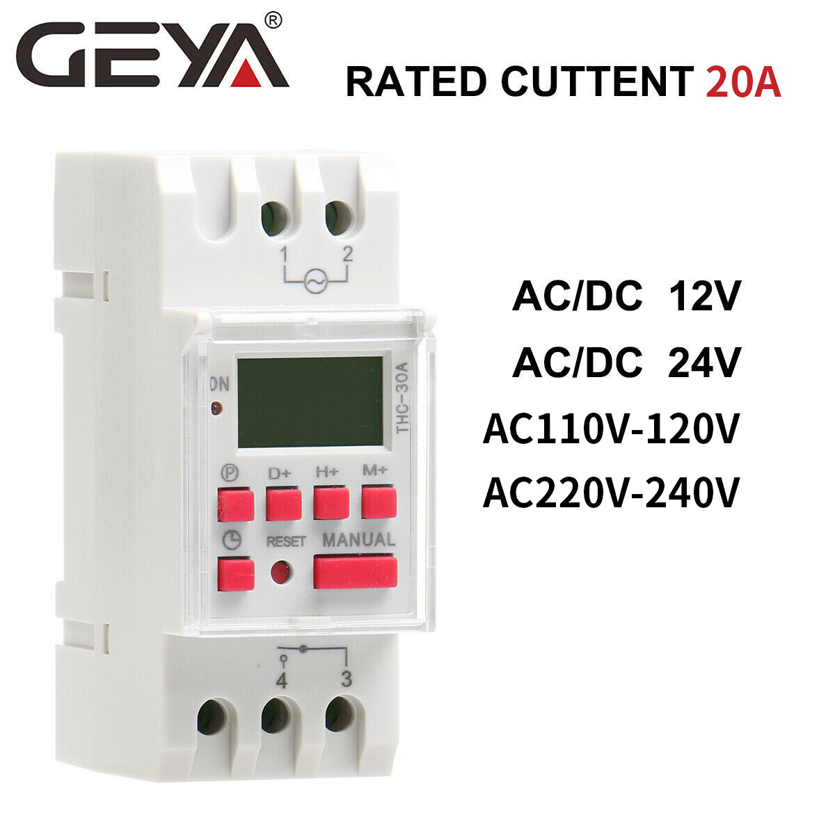Programmable Digital LCD Timer Weekly Time Electronic Switch 20A AC/DC 12-240V gallery