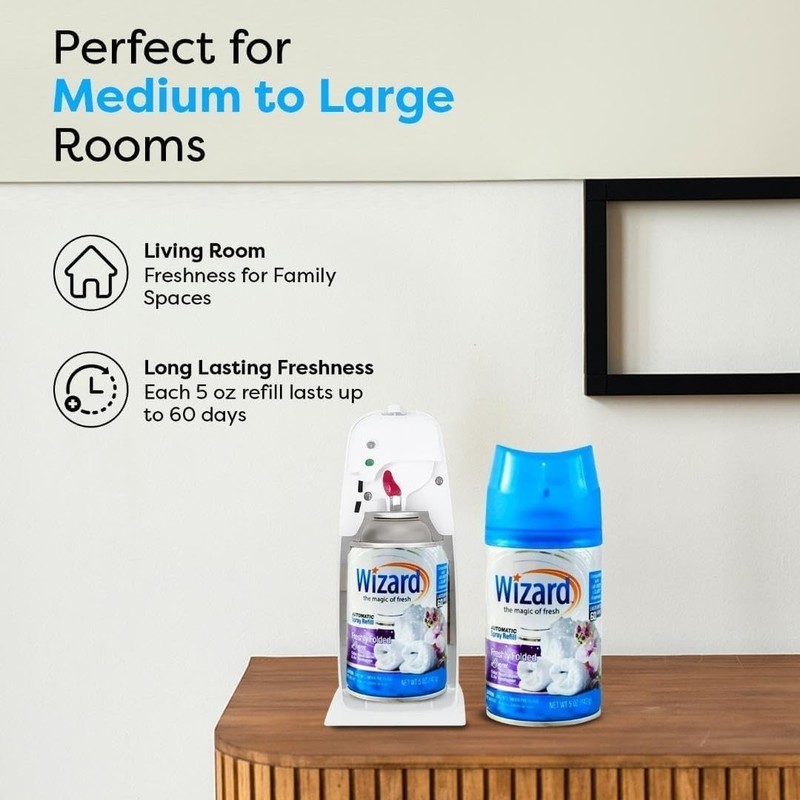 3 Wizard Automatic Spray Refills 5oz Freshly Folded Linen Air Freshener Refill gallery
