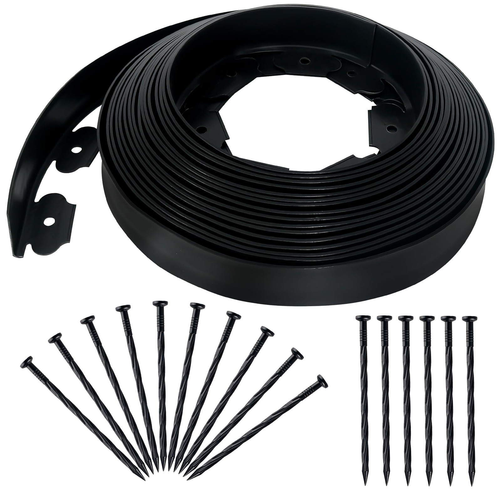 Quibbay 2in x 50ft Landscape Edging Kit w/ 75 Stakes NoDig Black Plastic Border gallery