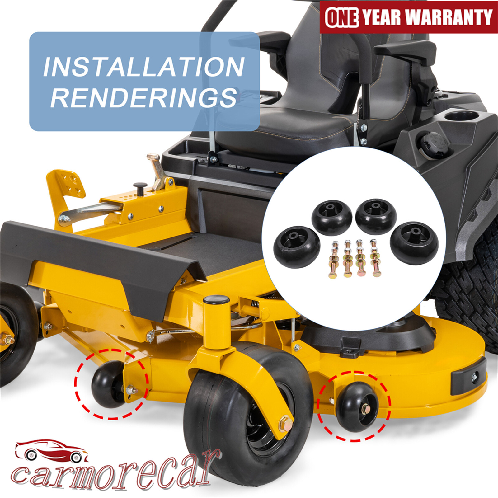 4PC Hustler Mower Deck Wheel - Raptor SD, Super Z, Hustler Sport, FasTrak SD gallery