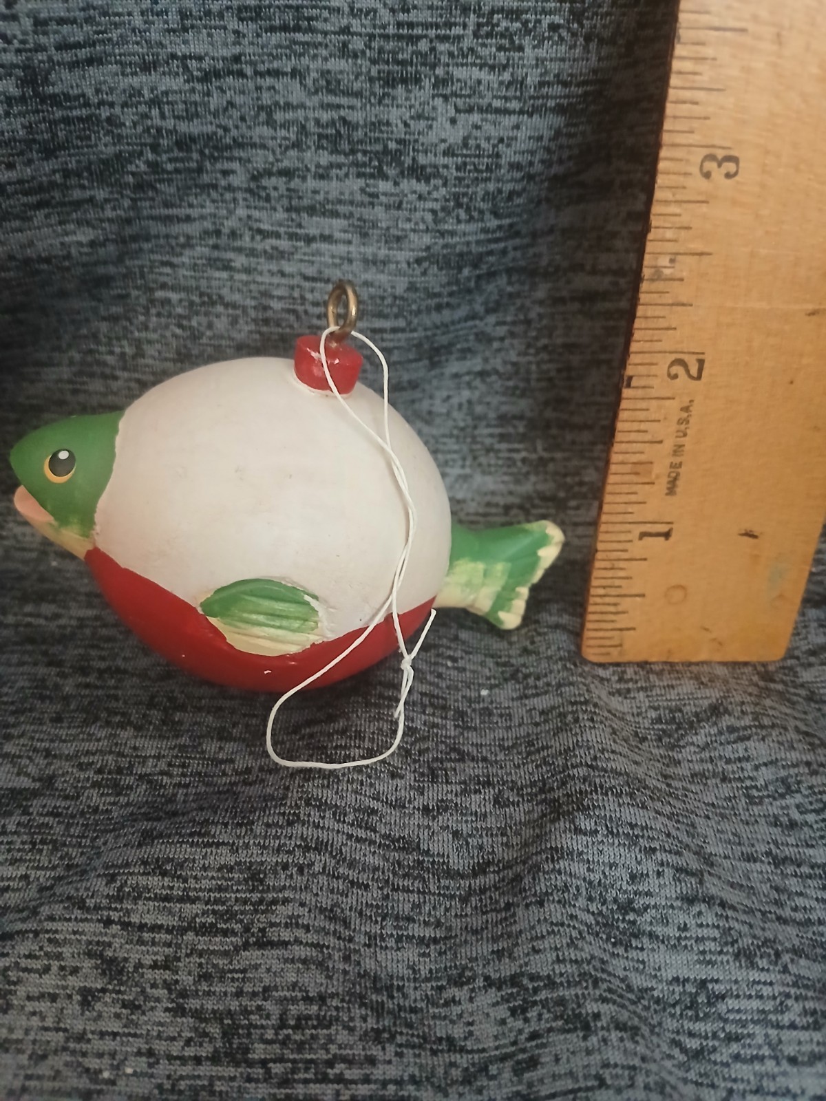 Hanging Fish Ornament White Red Green Less Than 5 in Height w/ String gallery