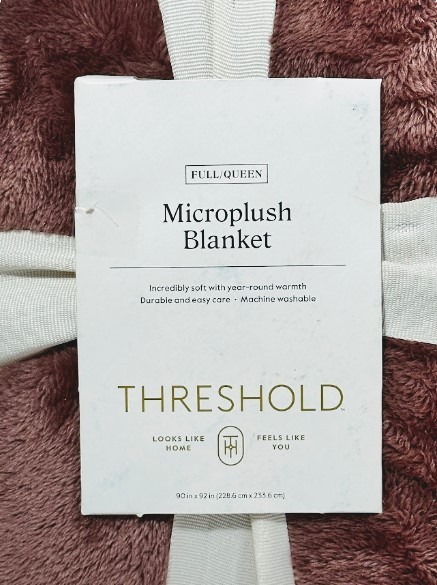 Threshold Full/Queen Microplush Dusty Rose Ultra Soft Plush Throw Bed Blanket gallery