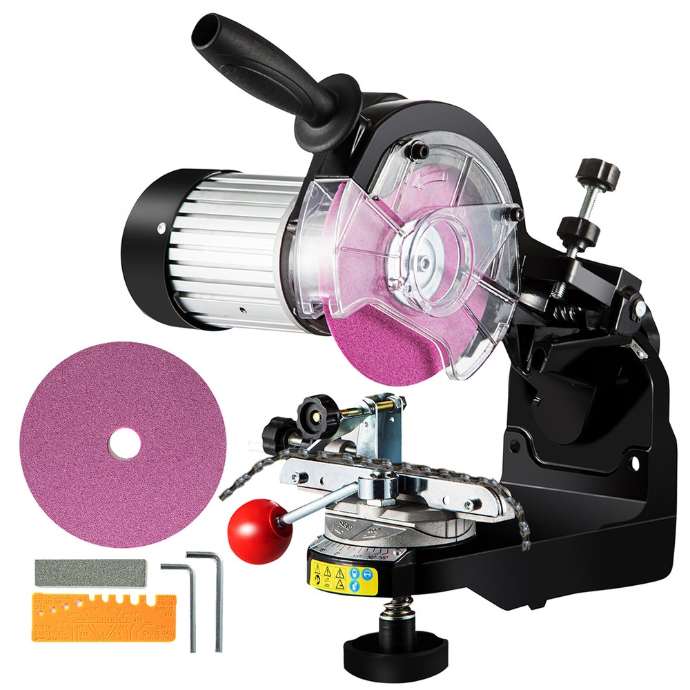 230W Chainsaw Sharpener Grinder w/ Grinding Wheels 1/8”&3/16” Sharpener 110V