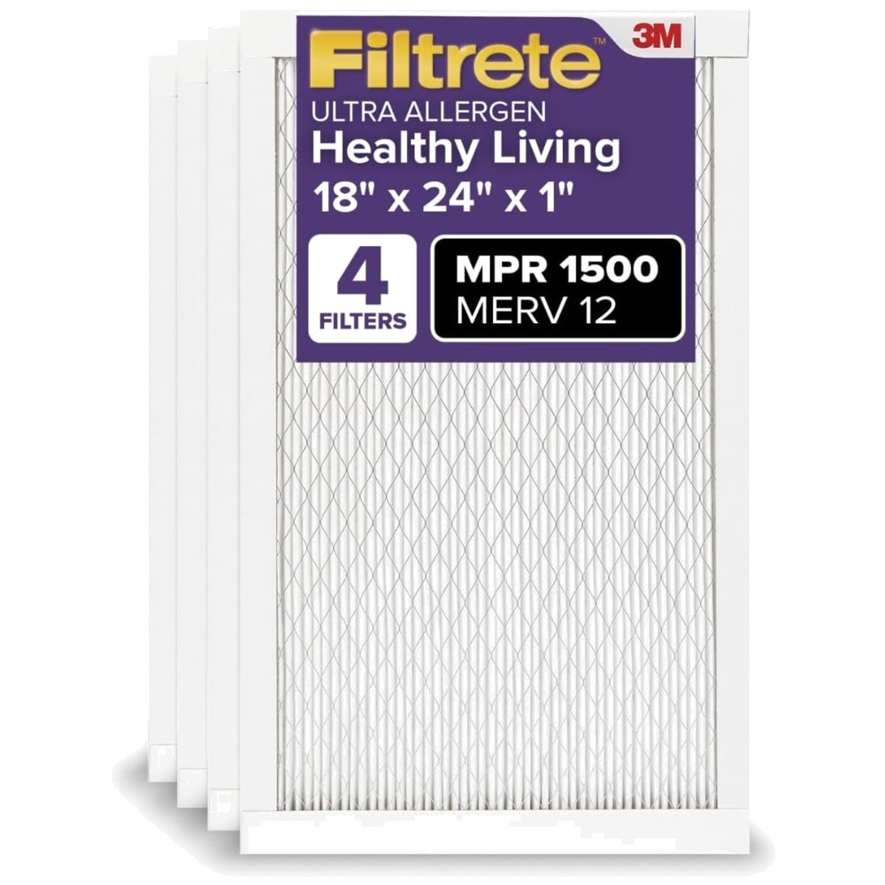 High-Performance Air Filter 18x24x1 - Removes Allergens, 4-Pack Included