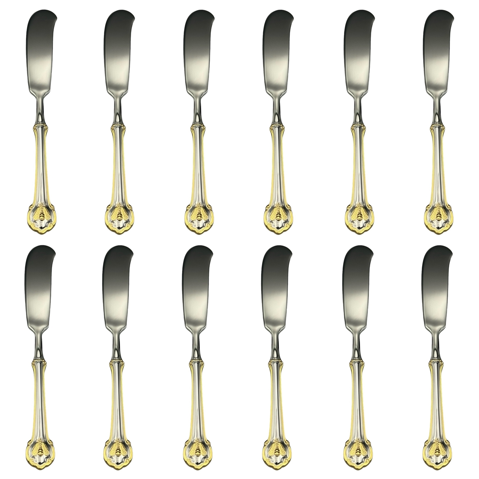 Wallace Napoleon Bee Gold Accent 18/10 Stainless Butter Spreader (Set of Twelve) gallery
