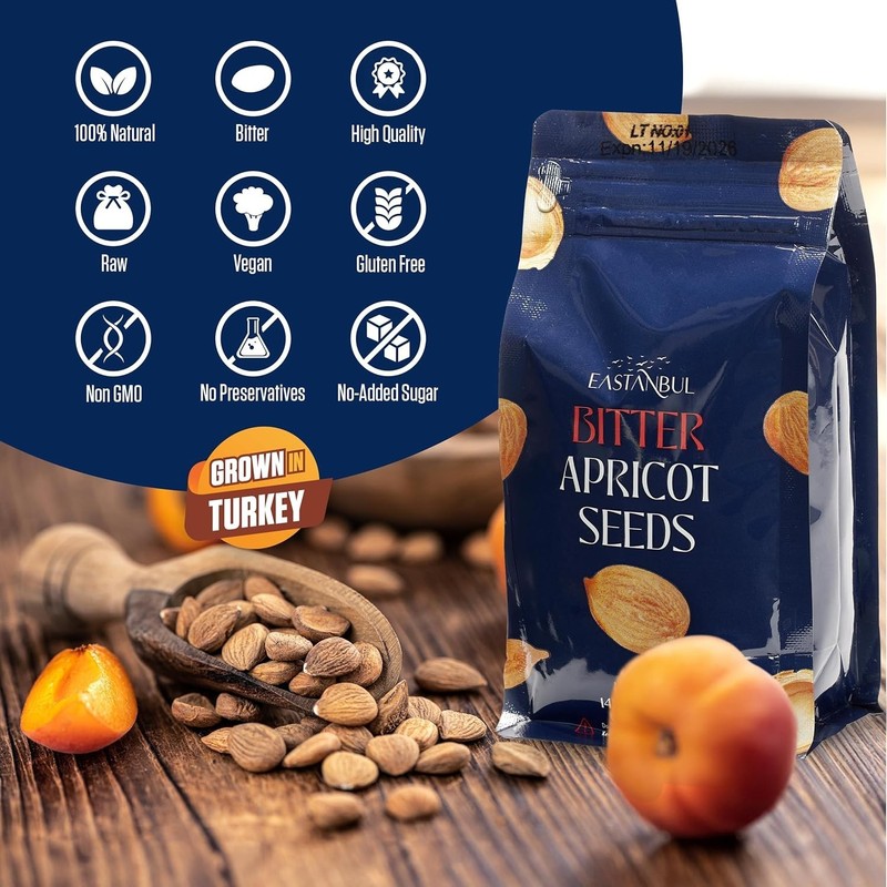Organic Bitter Raw Apricot Kernel Premium Seeds 14.5 oz Gluten Free Vegan USDA gallery