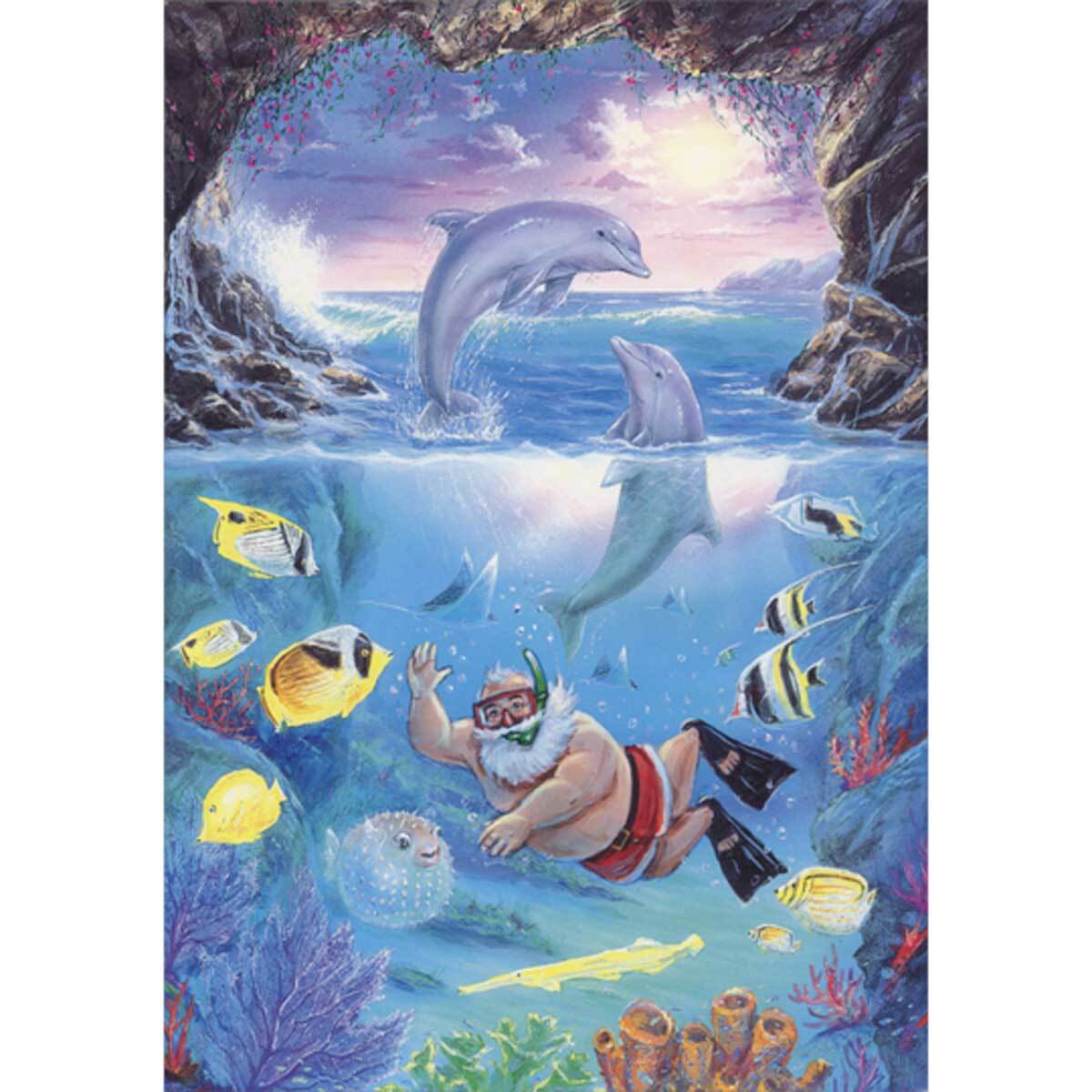Santa Snorkeling Dolphins Fish Sea Arch 15 Tropical Christmas Cards gallery