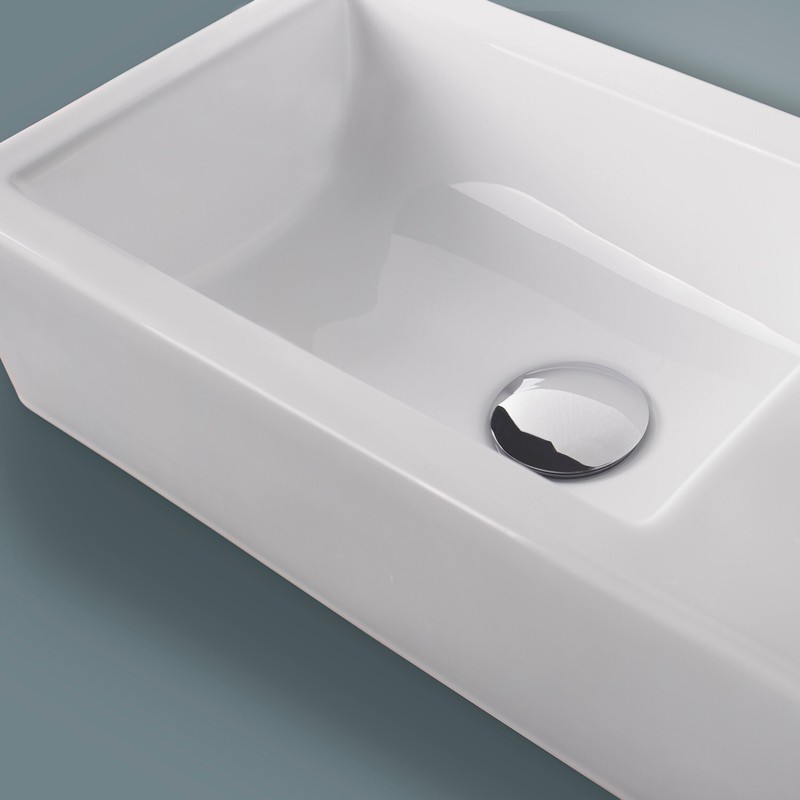 Wall Mount Bathroom Corner Sink Ceramic Vessel Small Sink w/ Faucet Drain White gallery