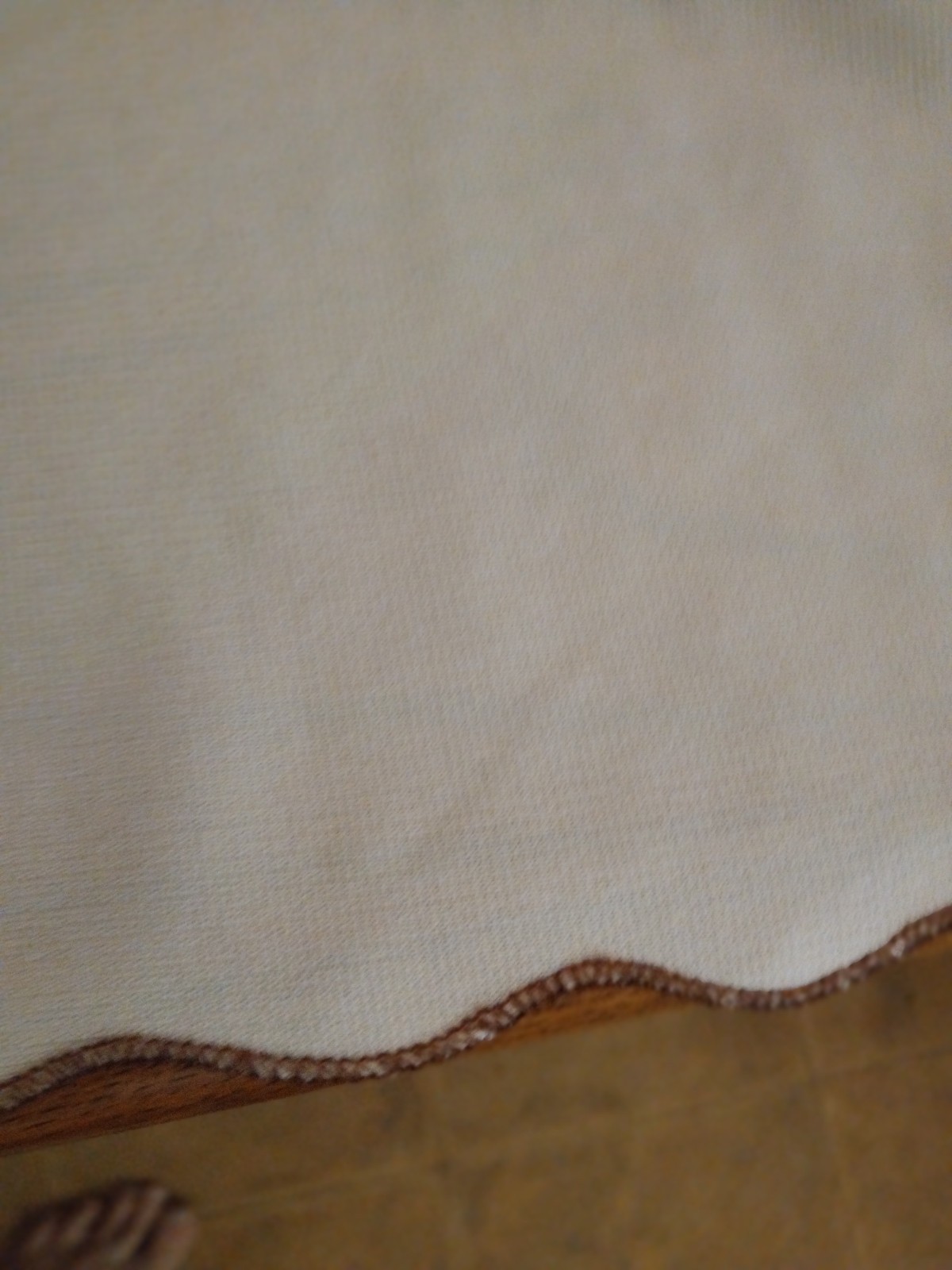 Tablecloth, 57 x 50 in. Embroidered with flowers, leaves & scroll patterns gallery