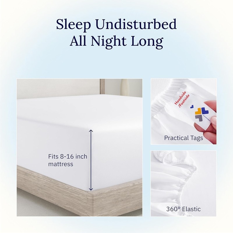 Queen Fitted Sheet Only - 100% Micro 400 Thread Count Sateen, Deep Pocket Fitte gallery