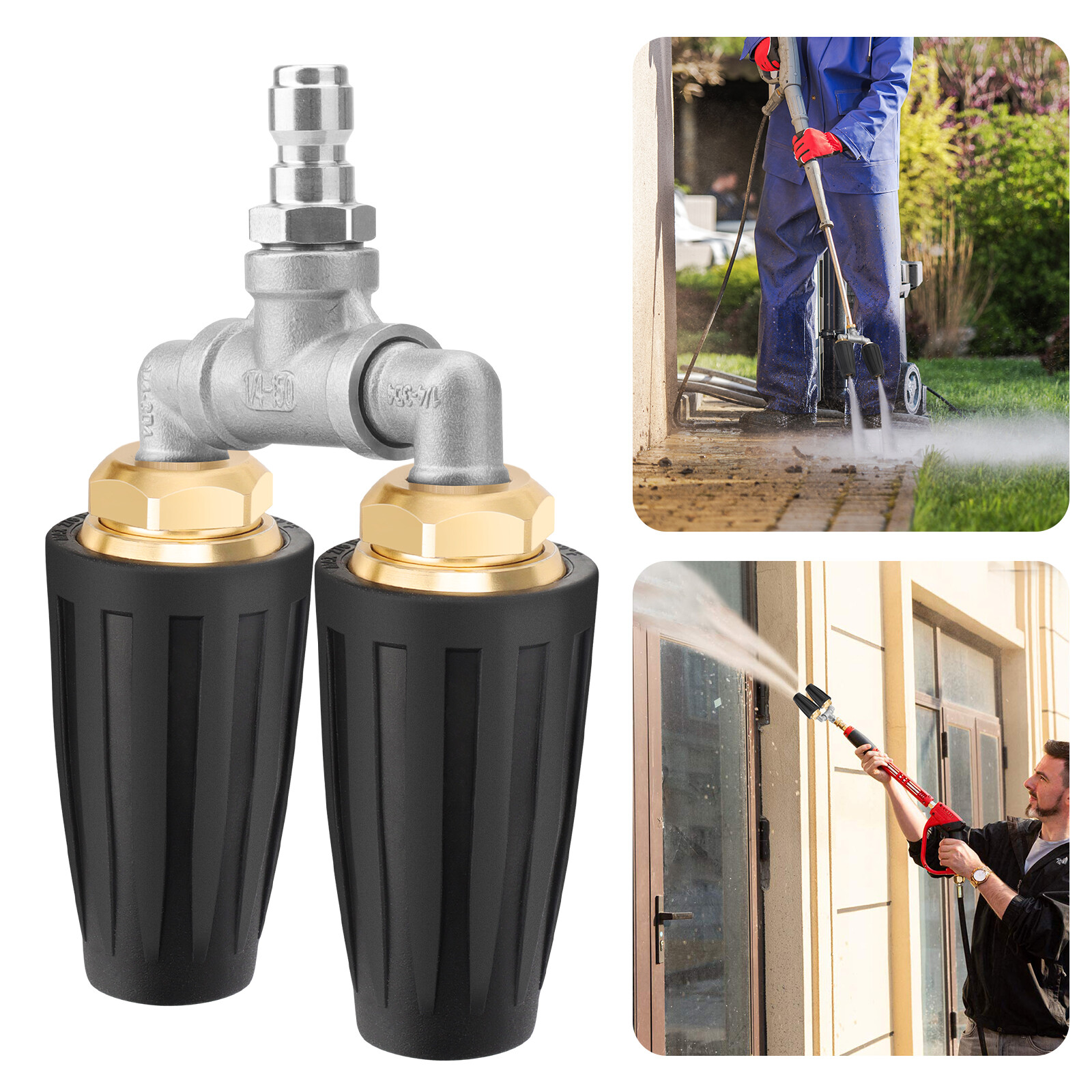 Dual Turbo Nozzle 360° Rotating 4000 PSI for Pressure Washer 1/4" Quick Connect gallery