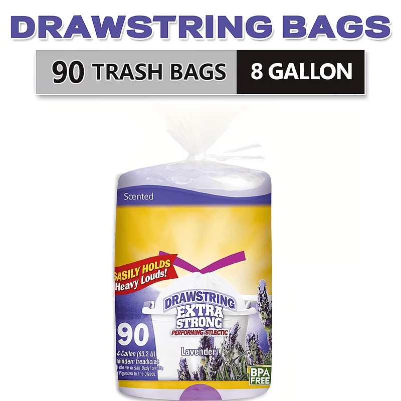 Xtratuff Trash Bag Drawstring 8 Gallon 90CT Lavender (2 Pack 180CT) gallery