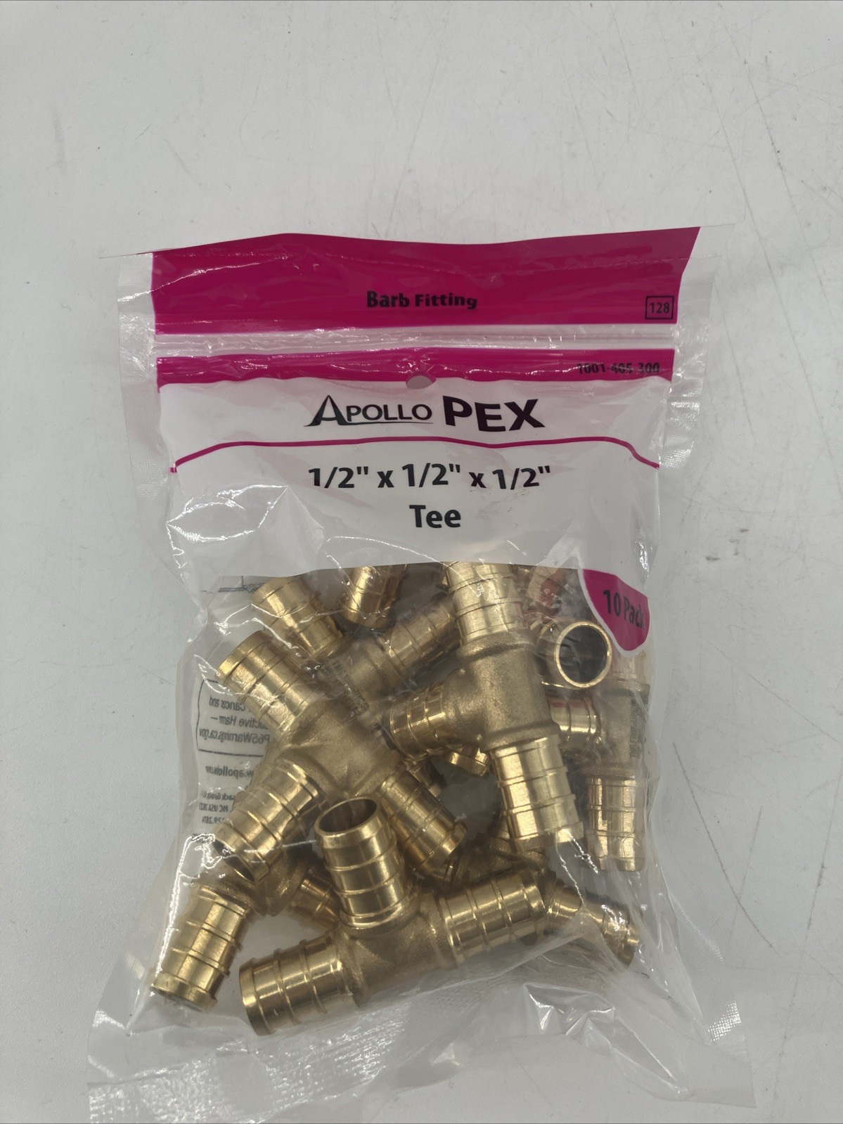 Apollo 1/2 in. Brass PEX-B Barb Tee Model # APXT1210PK (10 Count) Ships Fast gallery