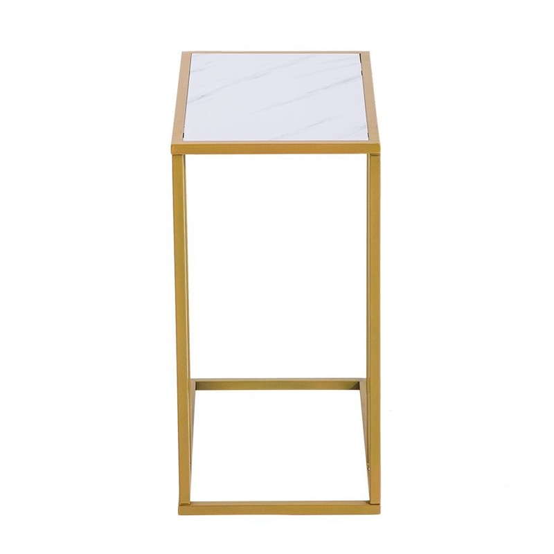 C-Shaped Marble Top Coffee Tray Sofa Side End Table Ottoman Couch Console Table gallery
