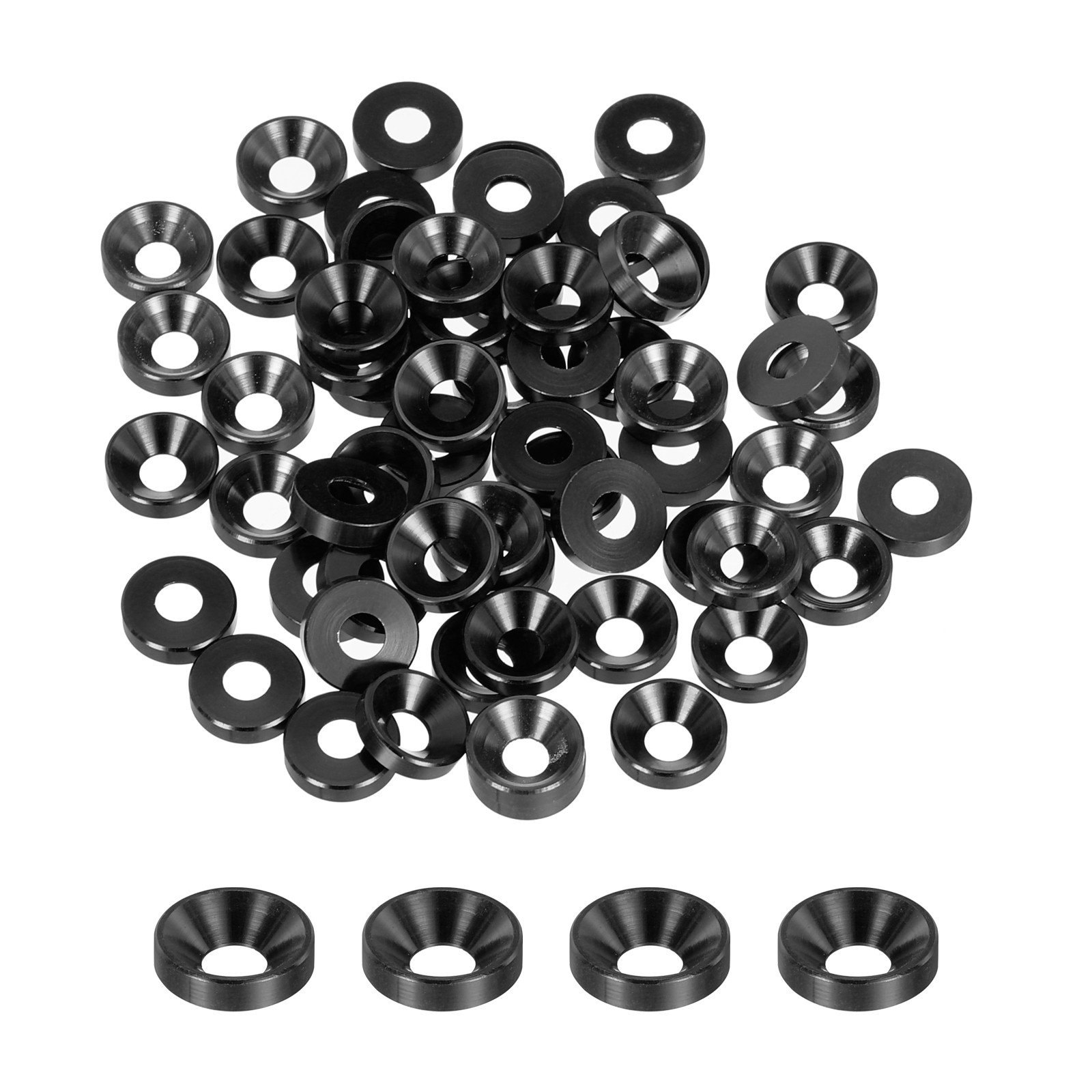 60pcs M4 Counterbore Washers, 10mm/0.39inch Aluminum Alloy for RC, Black gallery