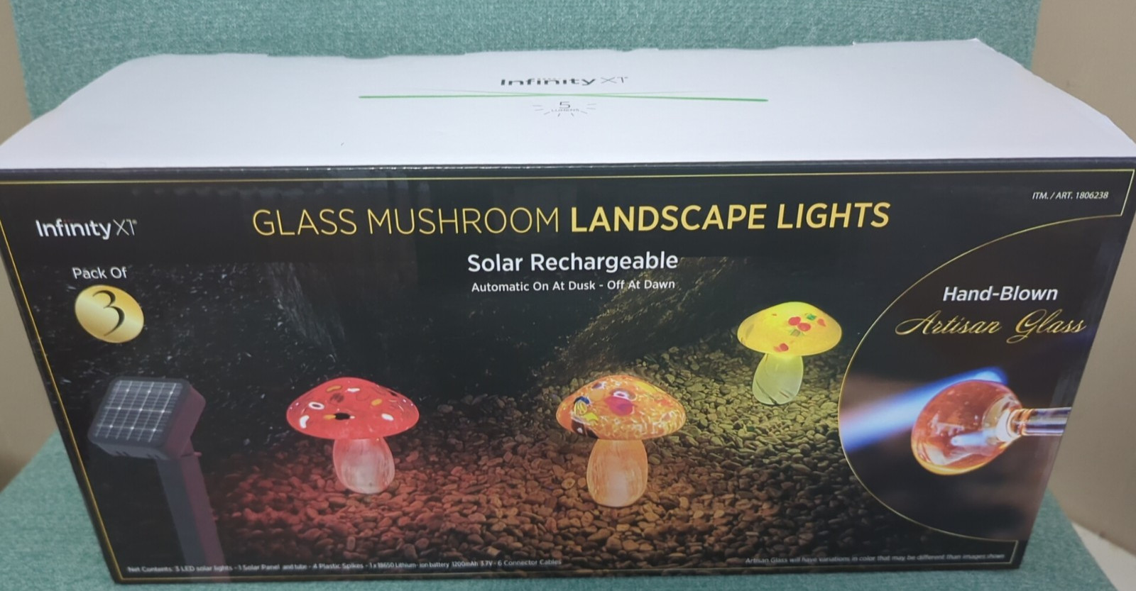 Infinity X1 Glass Mushroom Landscape Solar Lights, 3-pack: Red, Yellow, Orange gallery