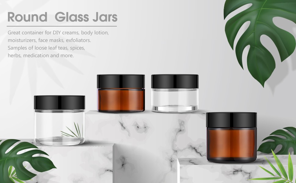 Small Glass Jars with Lids, 3 pack 2 oz Clear Jars with Black Lids, Blank gallery