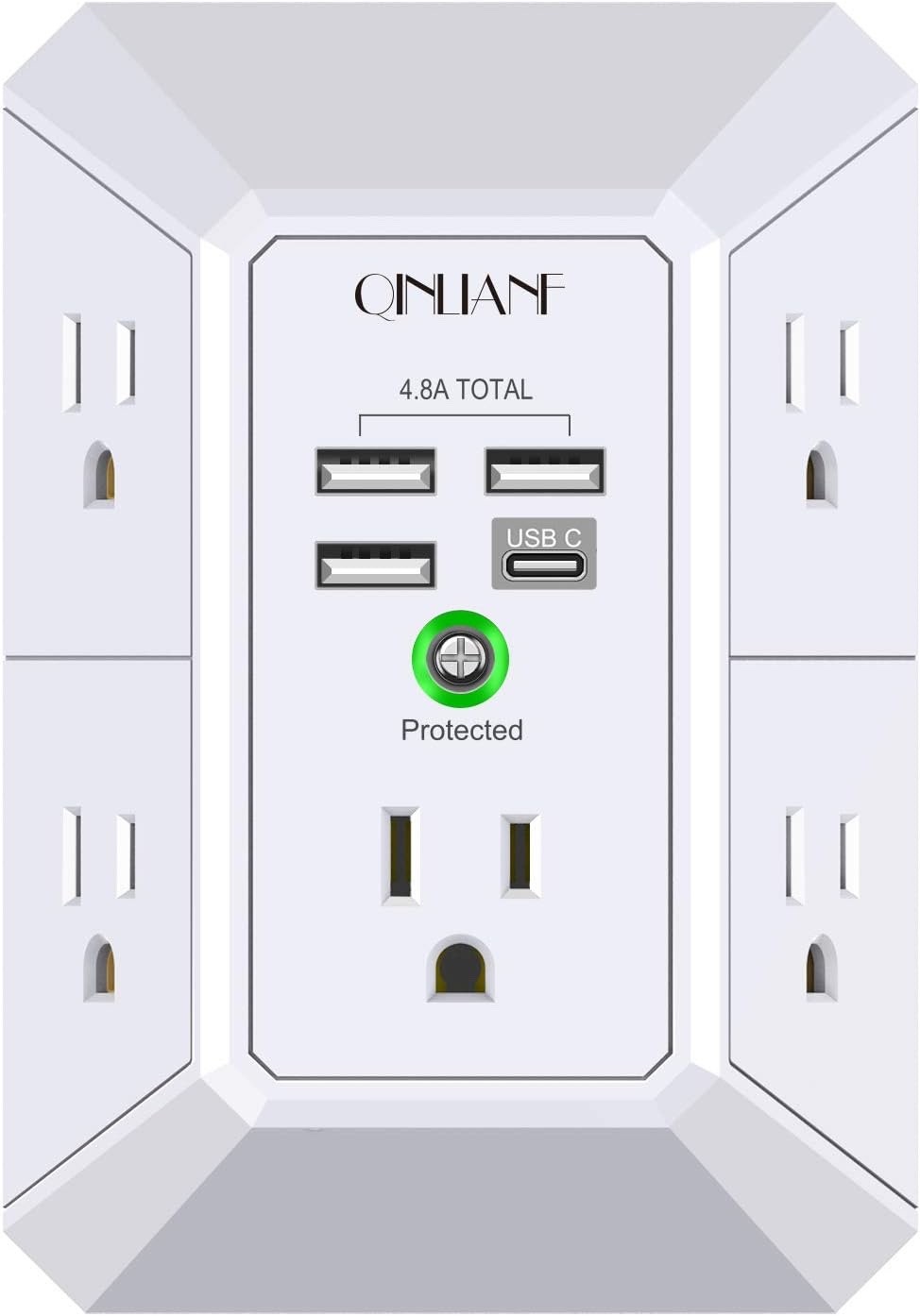 5 Outlet Wall Extender Surge Protector w/ 4 USB Ports 1680J gallery