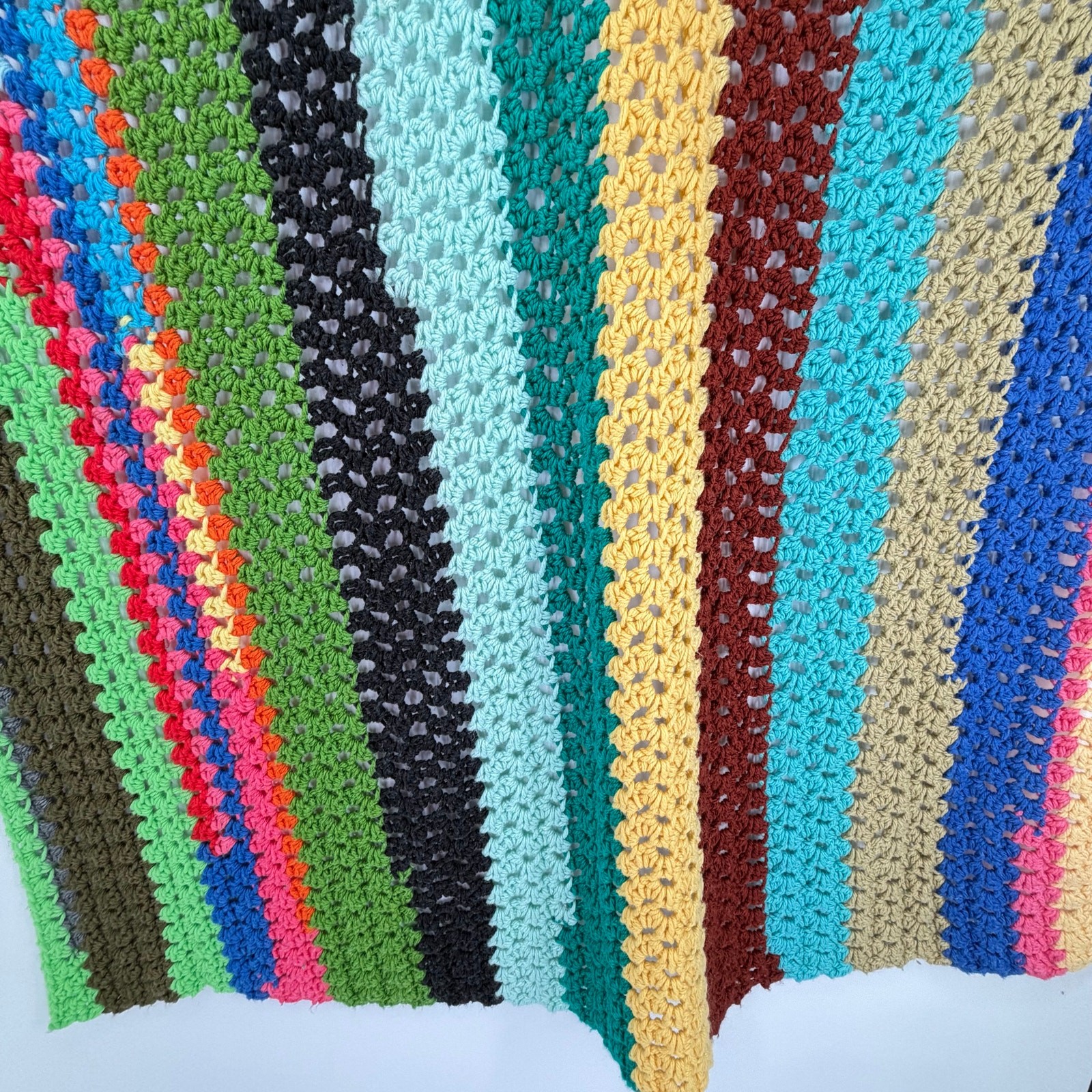 Handmade Colorful Crochet Throw Blanket Striped Afghan Boho 50x41 Cozy gallery