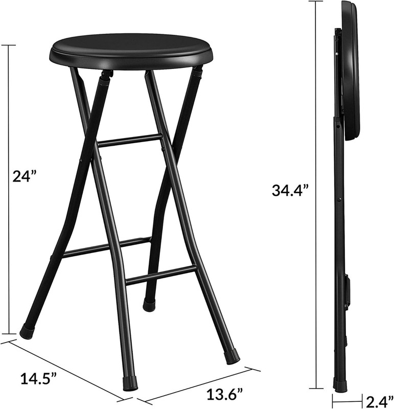 24" Vinyl Padded Folding Stool Multipurpose Great Small Spaces Double Braced gallery