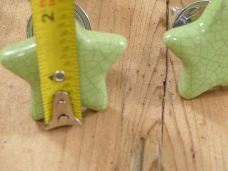 10 Lime Green Ceramic Knobs Closet Door Kitchen Cabinet Pulls Dresser Stars gallery