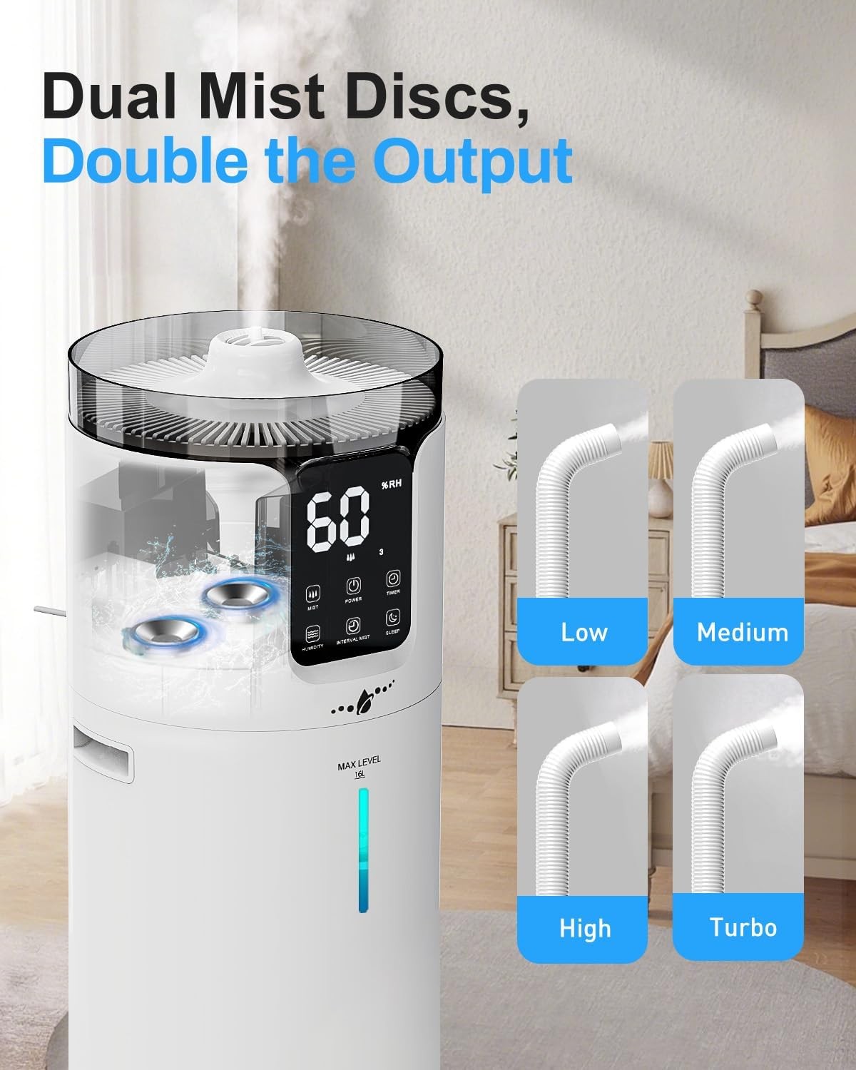 Humidifier Large Room, 4.2 Gal/16L Large Humidifier for 1500 sq.ft, 360° #R031 gallery