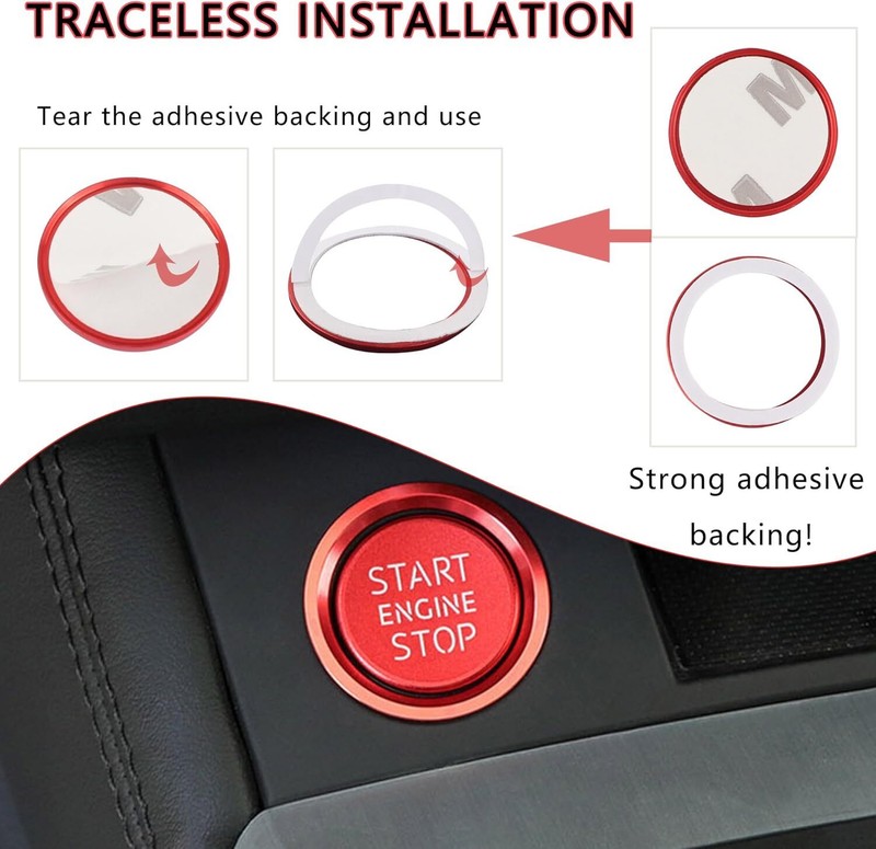 Car Push Start Button Cover Compatible with Audi,Cool Aluminum Engine Start Butt gallery