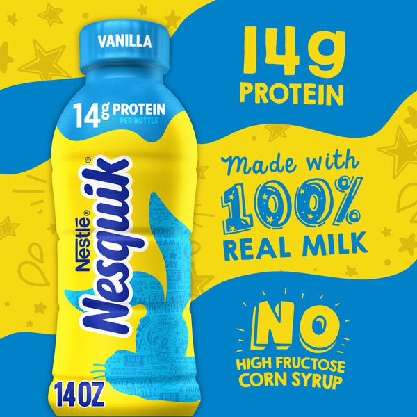 Nestlé NESQUIK Vanilla Flavored Low-Fat Milk 14 fl oz Pack of 12 REE SHIPPING!! gallery