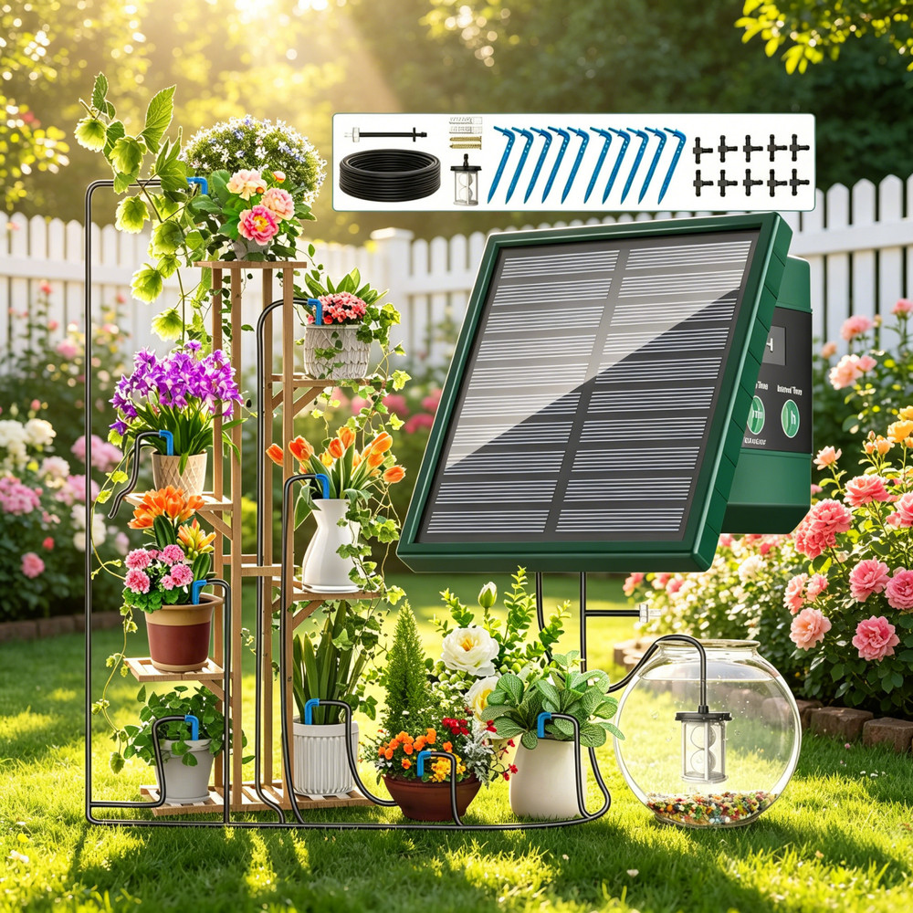 Watering Programmes Solar Irrigation System 300 with 10M Hose and 10 Drip Tips