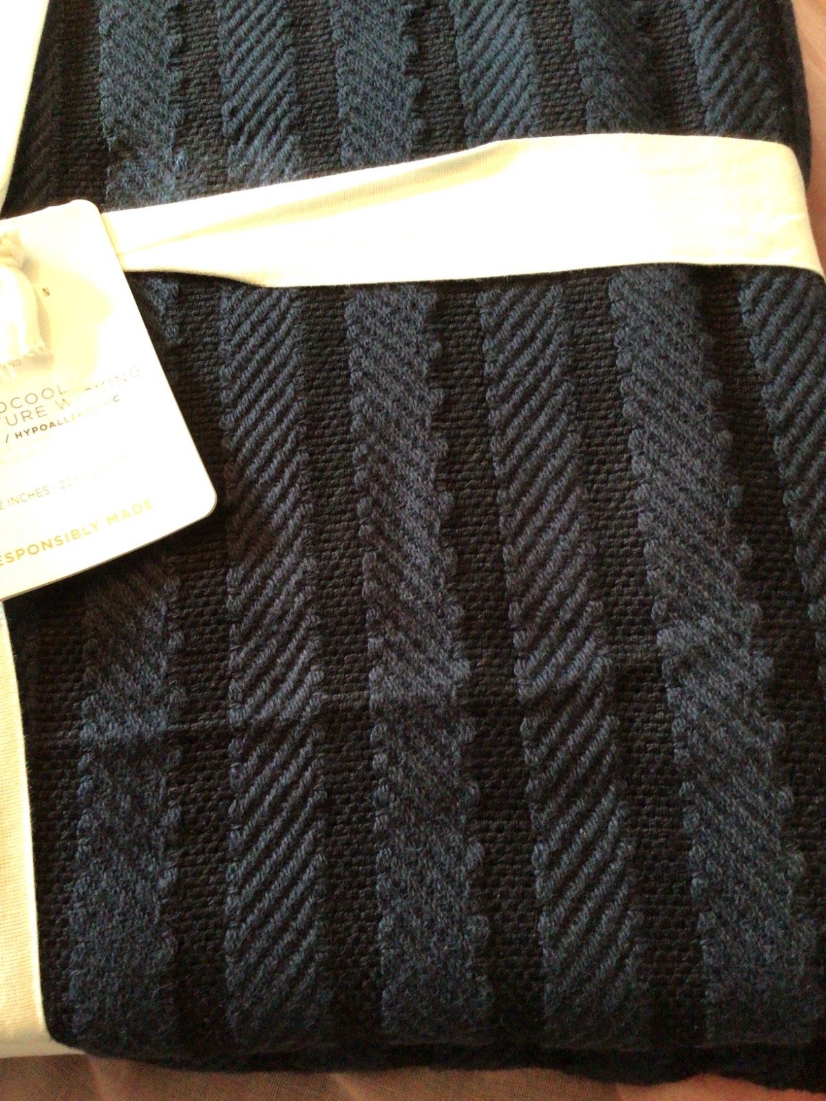 Hydrocool Blanket Full/Queen Cable Stripe Blue Disco Pottery Barn All Season NWT gallery