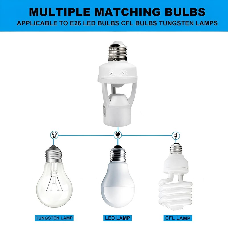 Infrared PIR Motion Sensor E27 LED Light Lamp Bulb Holder Socket Switch 110/220V gallery