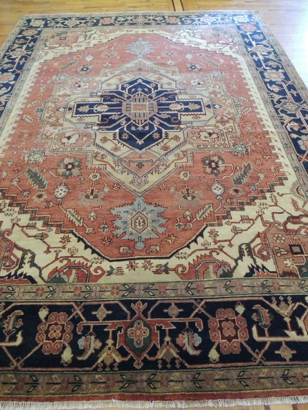 9x12 Herize Serapi style Oriental Area rug wool Rust Black Green Blue/Gray gallery