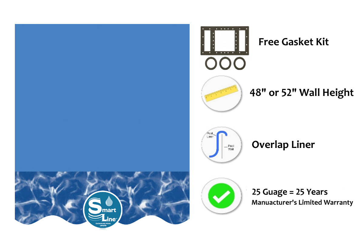 SmartLine 25 Gauge Round Swirl Bottom Swimming Pool Overlap Liners w/ Gasket gallery
