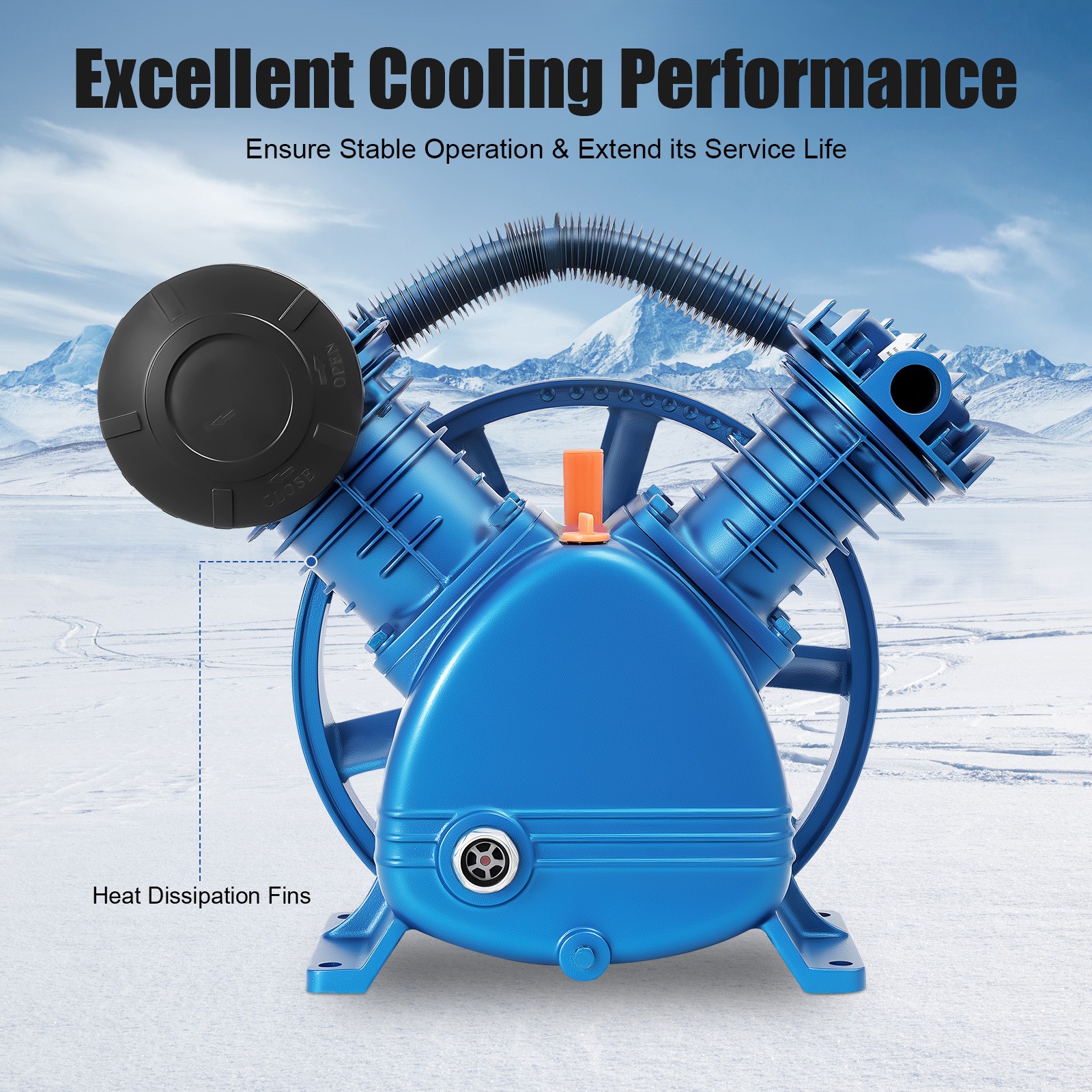 8~11CFM 5HP 175PSI Air Compressor Pump Motor Head Double Stage V-Style 2Cylinder gallery