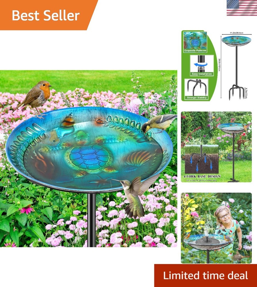Unique Hand-Powered Bird Bath & Feeder with Vintage Touch for Outdoor Charm