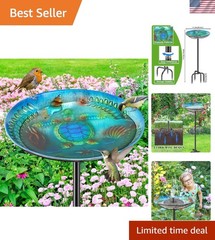 Unique Hand-Powered Bird Bath & Feeder with Vintage Touch for Outdoor Charm
