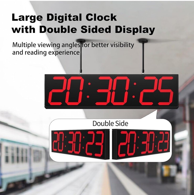 Chkosda 28” Oversized Dual Sided Digital LED Clock - gallery