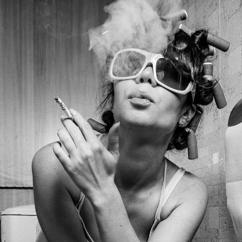 Bathroom Smoke Poster, Black and White Bathroom Wall Art, Funny Woman Smoking gallery
