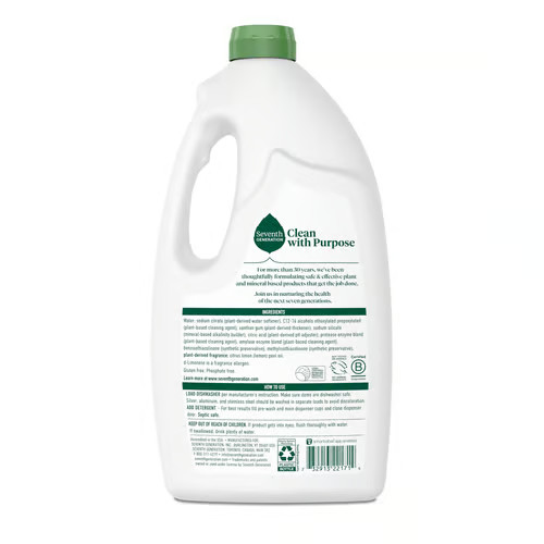 Seventh Generation - Dishwasher Detergent Liquid Gel - Lemon Scent - 42 Oz gallery