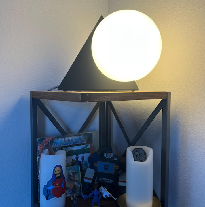 Dimmable Pyramid Table Lamp Modern Geometric Bedside LED Light Decor gallery