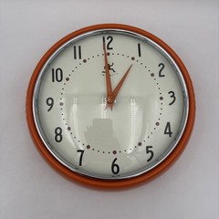 Infinity Instruments 9.5″ Orange Retro Round Wall Clock Quartz Silent Metal