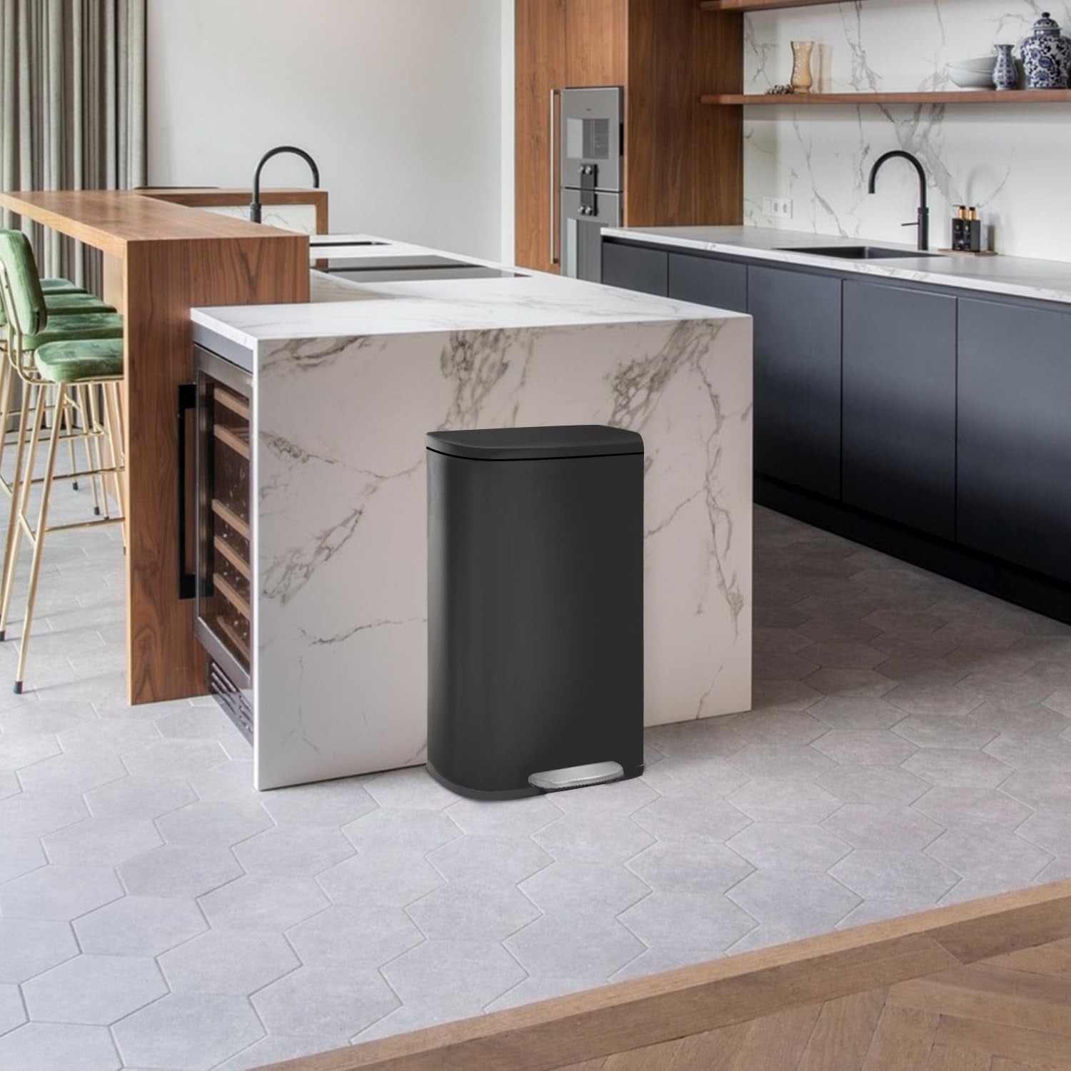 FDW 13 Gallon Stainless Steel Step Kitchen Trash Can with Lid, Fingerprint-Proof gallery
