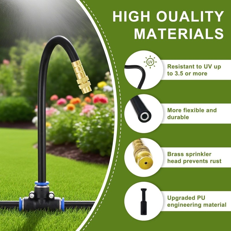 Automatic Drip Irrigation Kit 50FT Tool-Free Quick Connectors 15 Copper Nozzles gallery
