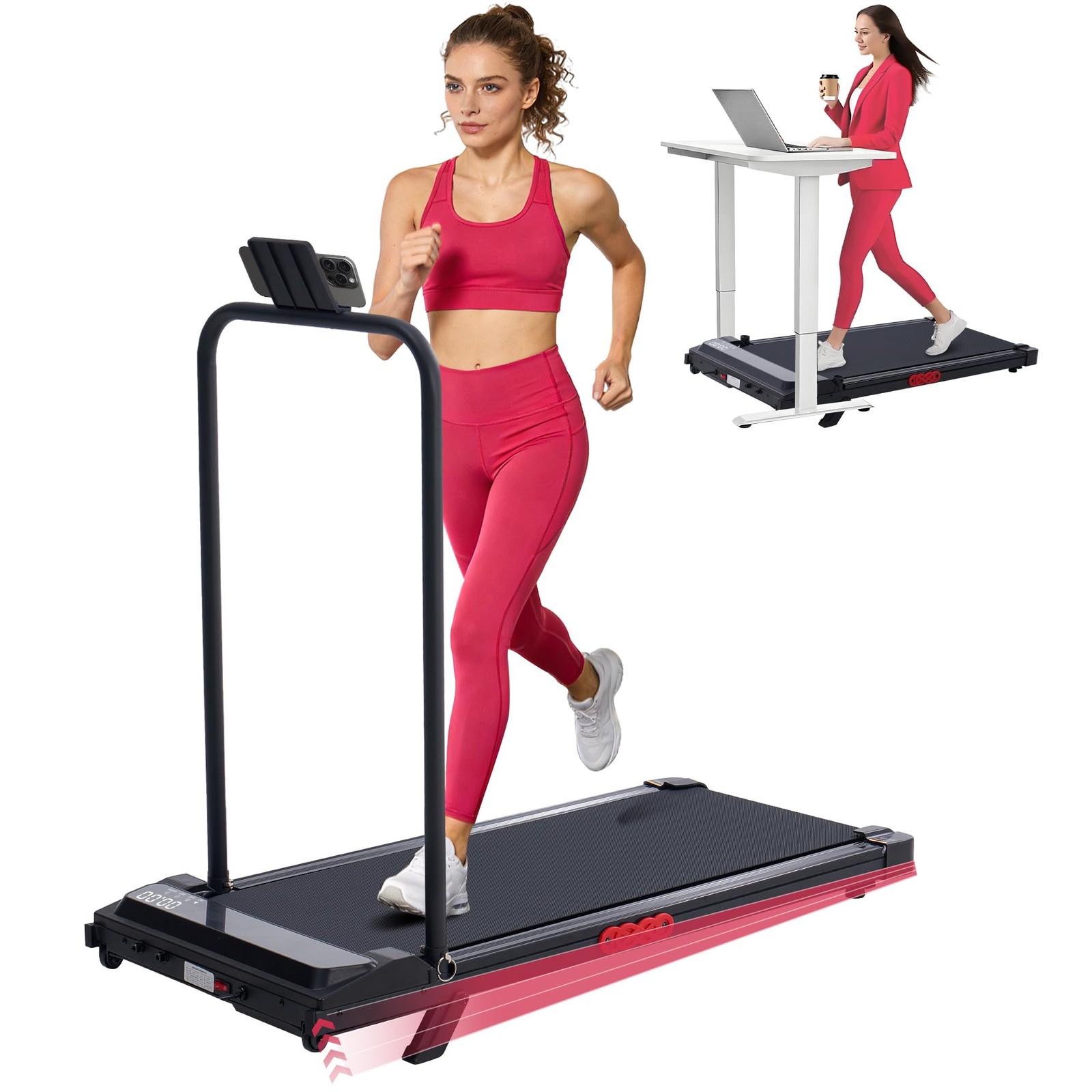 Walking Pad with Handle Bar and Incline 3.0HP Under Desk Treadmill for Home S... gallery