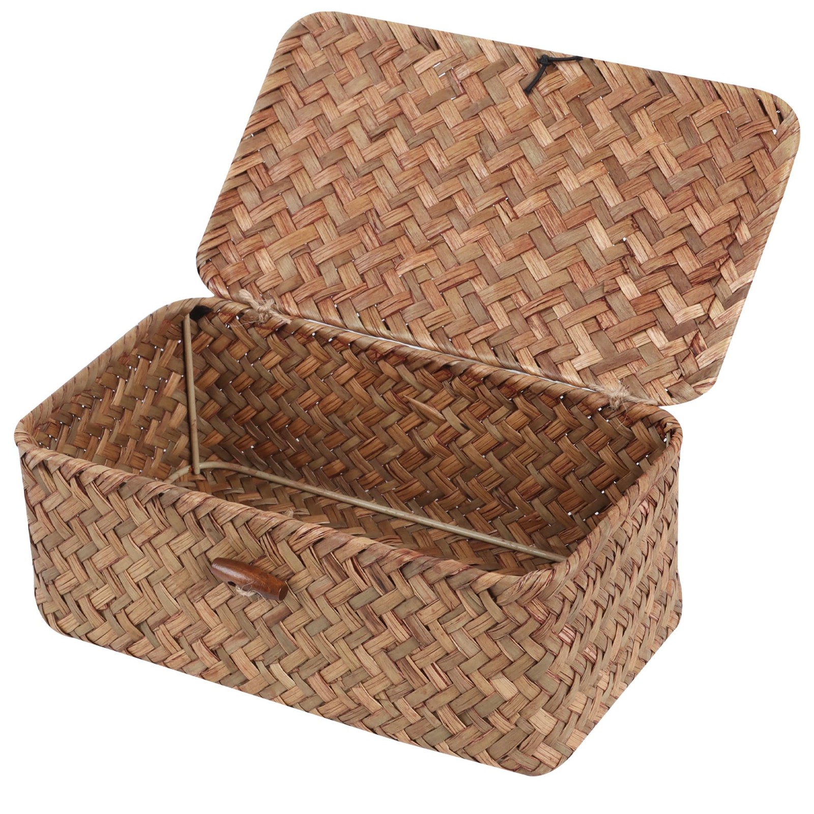 FEIALNDUO Wicker Shelf Baskets with Lid,Seagrass Storage Basket Bins Rectangu... gallery