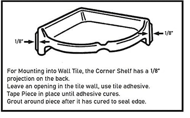 Tenedos Bone Glazed Ceramic Corner Shower Shelf, Large, 8.5" x 8.5" gallery