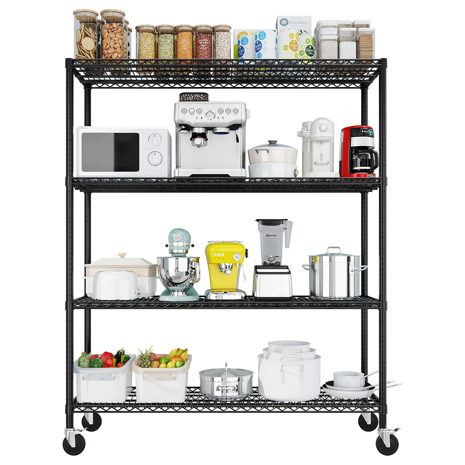 75"H Wire Rolling Shelving Unit on Wheels Adjustable Storage Rolling Wire Rack gallery