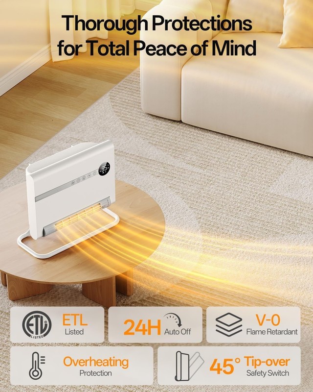 Calefactor de pared para dormitorio, calefactor eléctrico PTC de 1500 W de calen gallery