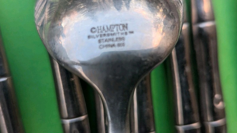 9 Pieces HAMPTON SILVERSMITHS BAMBOO STAINLESS FLATWARE gallery