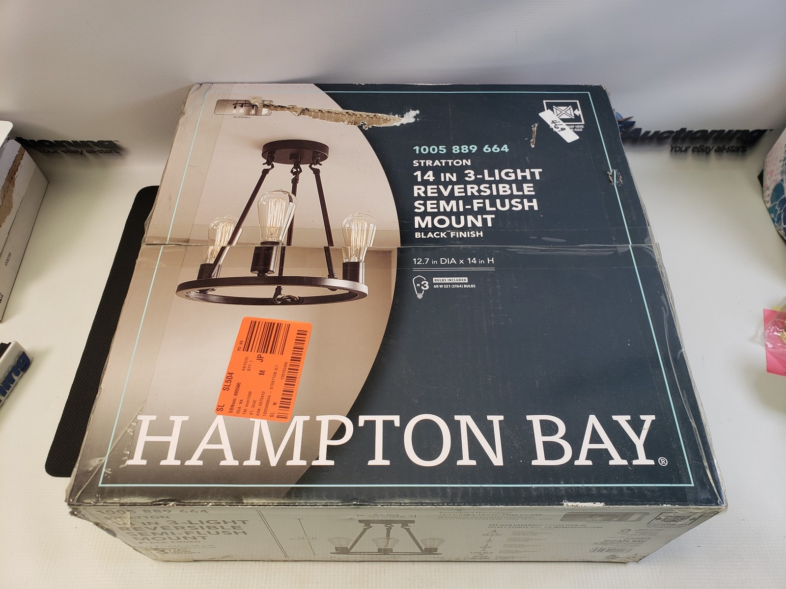 Hampton Bay 14 in 3 Light Reversible Semi-Flush Mount Model HDP00007 NIOB gallery
